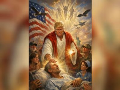 Trump elimina la foto en la que aparece vestido como Jesucristo; lo califican como Anticristo