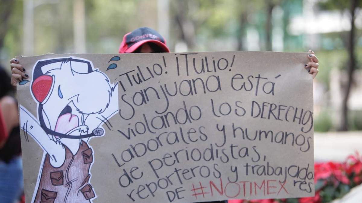 La marcha de trabajadores sindicalizados de Notimex