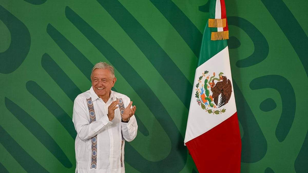El presidente durante su conferencia de prensa desde Campeche