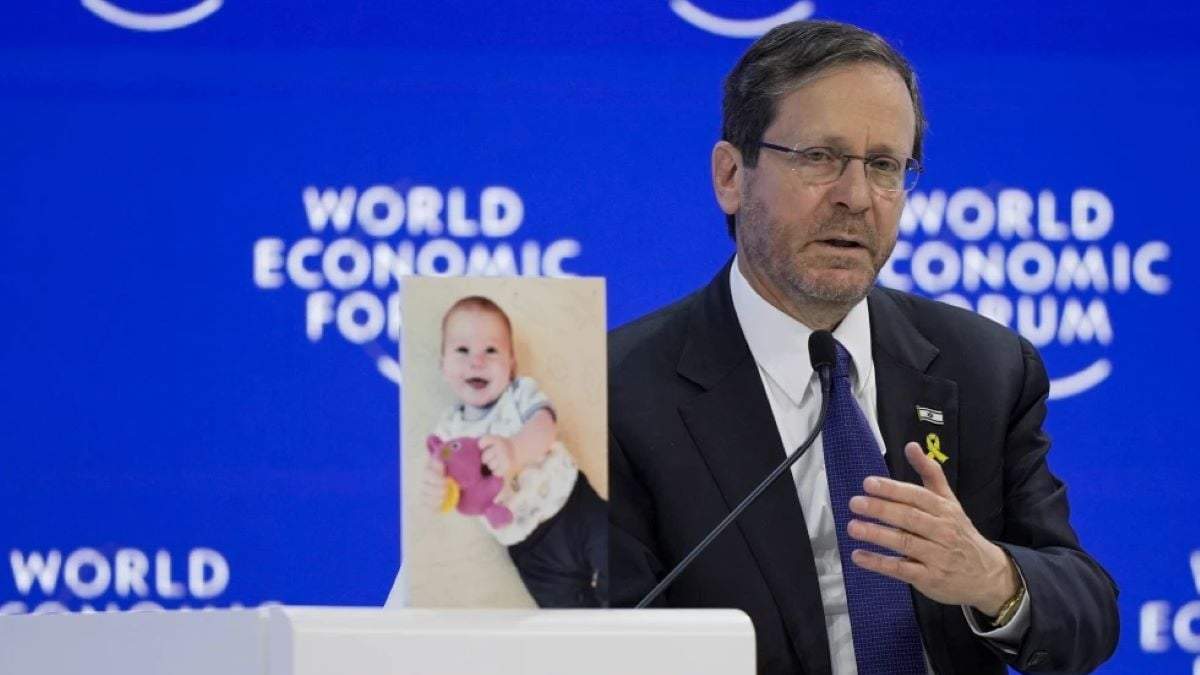 El presidente de Israel, Isaac Herzog, en el Foro Económico Mundial en Davos, Suiza, el18 de enero de 2024