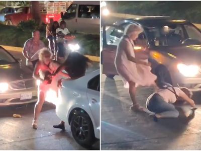 Pleito vehicular termina a golpes entre parejas en plena costera de Acapulco (Video)