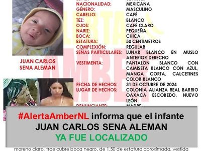 Autoridades localizan con vida e ileso a bebé de dos meses que fue secuestrado en Nuevo León