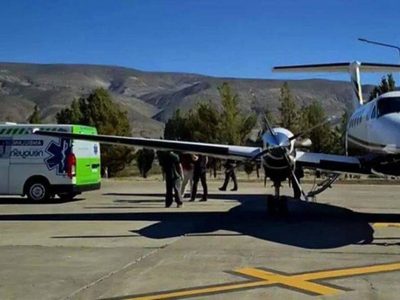Chos Malal: trasladan en vuelo sanitario a motociclista herido tras accidente en Ruta 40
