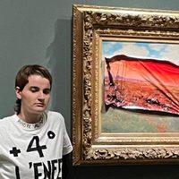 Activista pega cartel sobre cuadro de Monet en el Museo de Orsay