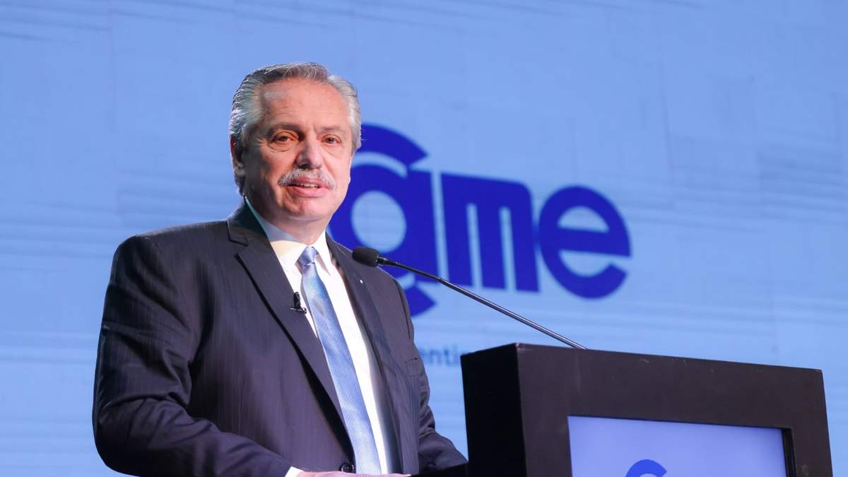 Alberto Fernández en el cierre de la Asamblea Anual de la Confederación Argentina de la Mediana Empresa (CAME). Fuente: (Twitter)