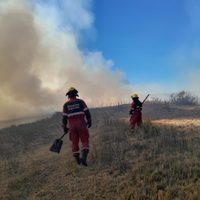 Bomberos de Senillosa y Plottier lograron contener un incendio de pastizales que preocupó a pobladores rurales