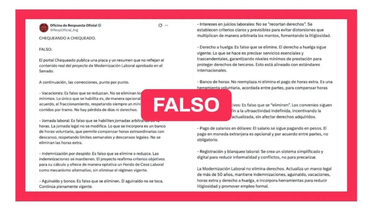 Chequeado afirma que la Oficina de Respuesta Oficial refutó una infografía con desinformación
