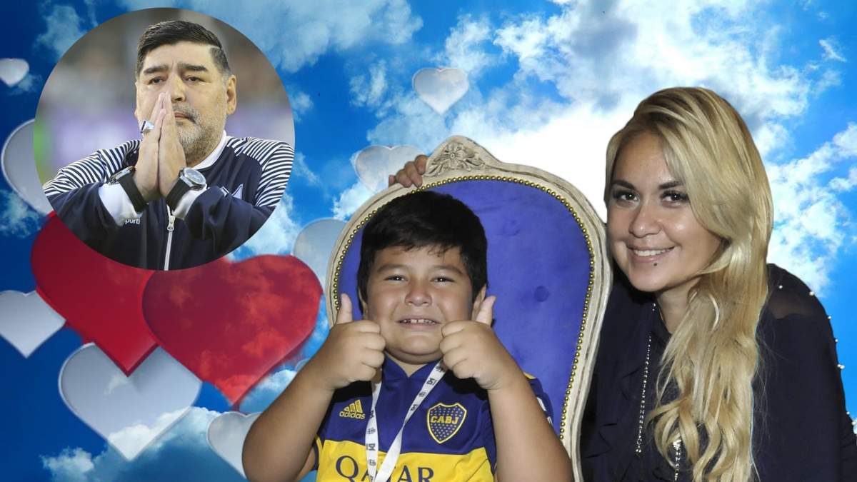Dieguito Fernando, Verónica Ojeda y Diego Maradona. Fuente: (Minuto Neuquén)