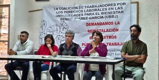 Coalición de trabajadores por los derechos laborales en las Universidades para el Bienestar Benito Juárez (UBBJ) demandan ser considerados como trabajadores y que se les reconozcan sus derechos laborales
