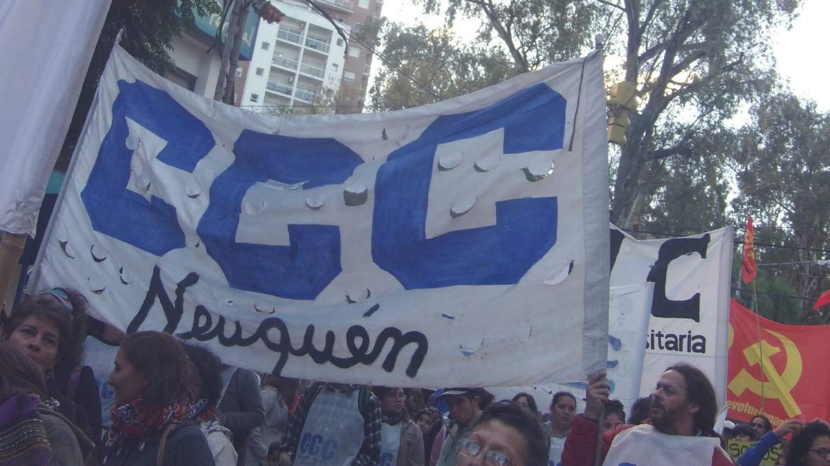 Protesta de la Corriente Clasista Combativa Neuquén. Fuente: (Twitter)