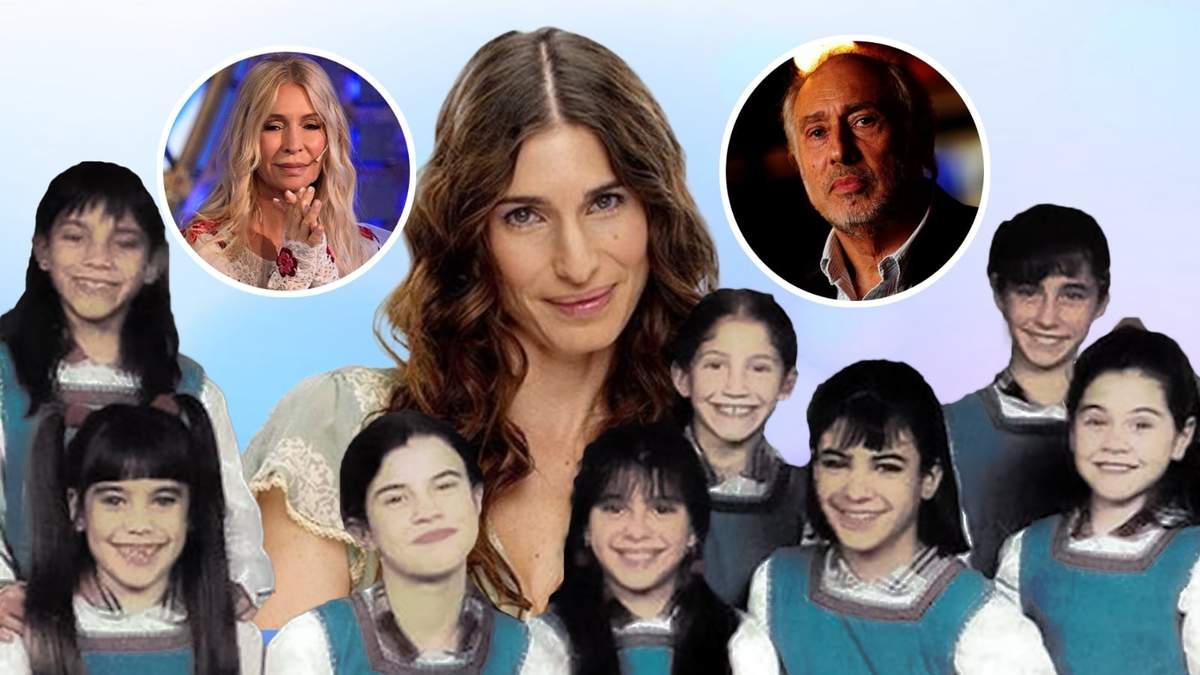 Romina Yan, Cris Morena, Gustavo Yankelevich y las "Chiquititas". Fuente: (Minuto Neuquén)