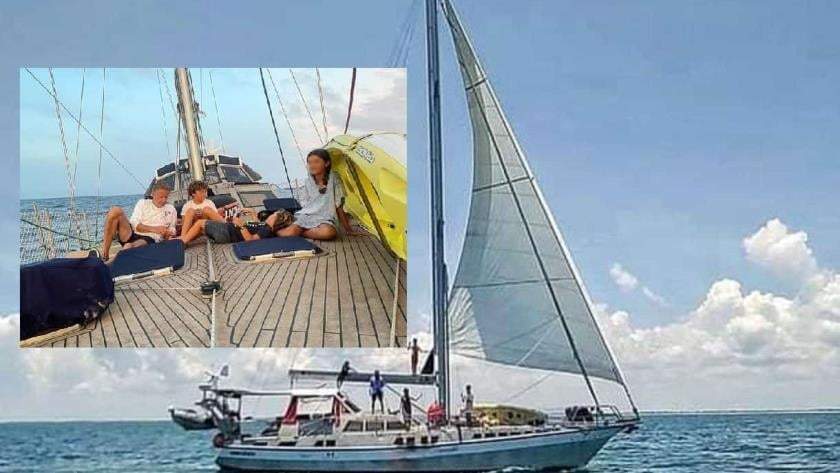 Alejandro Irigoyen Lazzeri y familia en el Velero ALDIVI