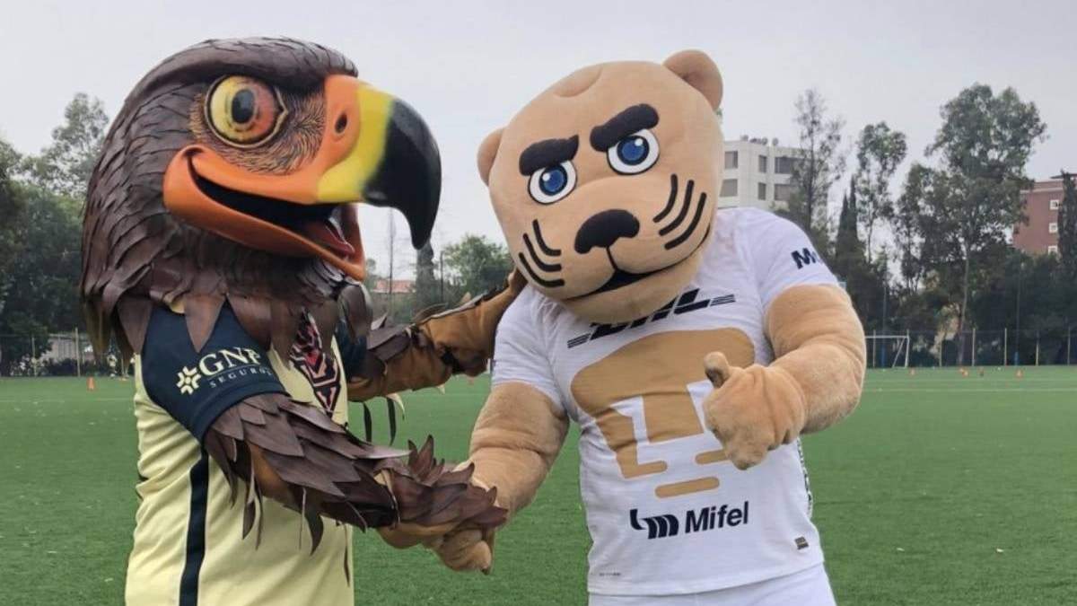 Las mascotas de América y UNAM, en octubre pasado en una campaña de la ONU por la no violencia