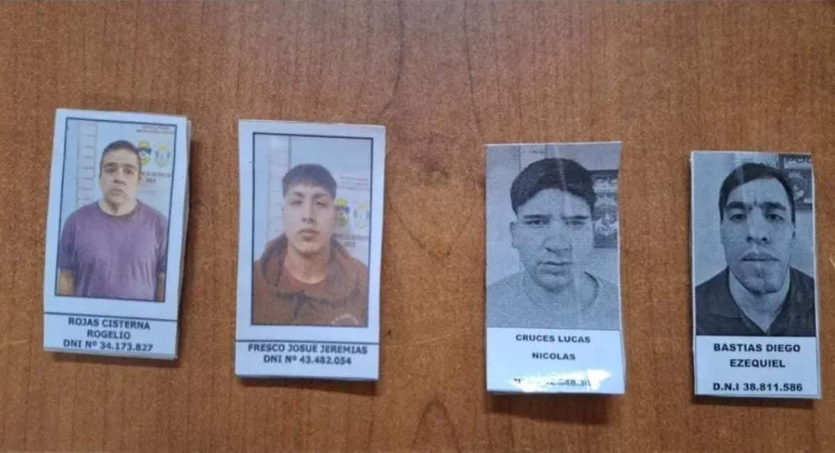 Los 4 fugados de la U12. Fuente: (Policía del Neuquén)