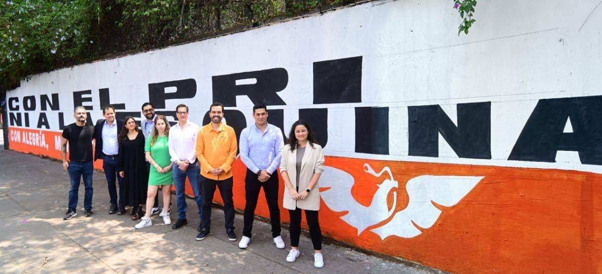 "Con el PRI ni a la esquina", dice la barda que develó Movimiento Ciudadano
