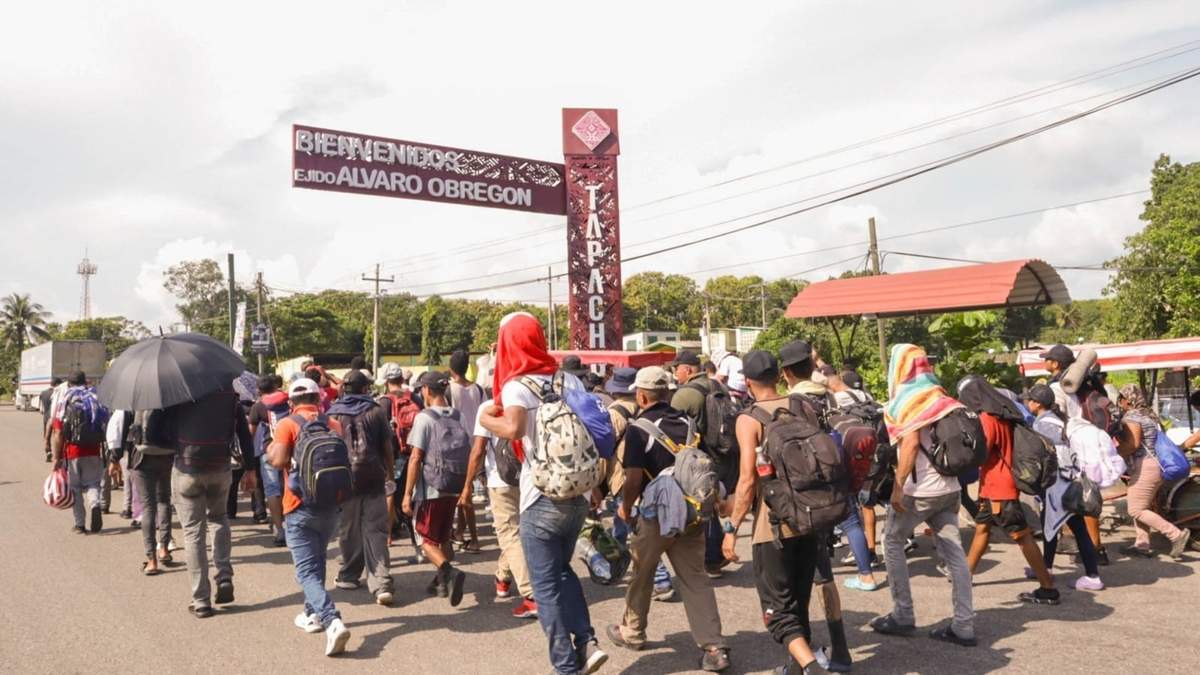 La caravana migrante a su paso por Tapachula, Chiapas