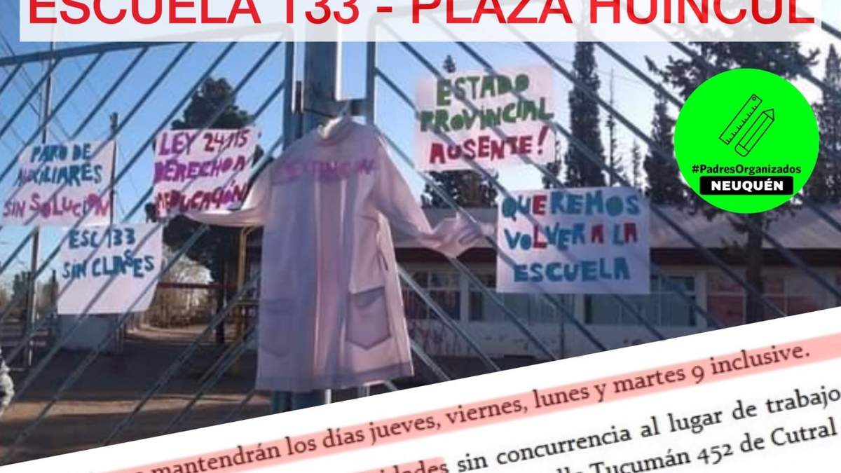Reclamo de padres de alumnos de la Escuela 133. Fuente: (Twitter)
