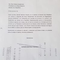 Germán Martínez solicita su reintegración inmediata al Senado
