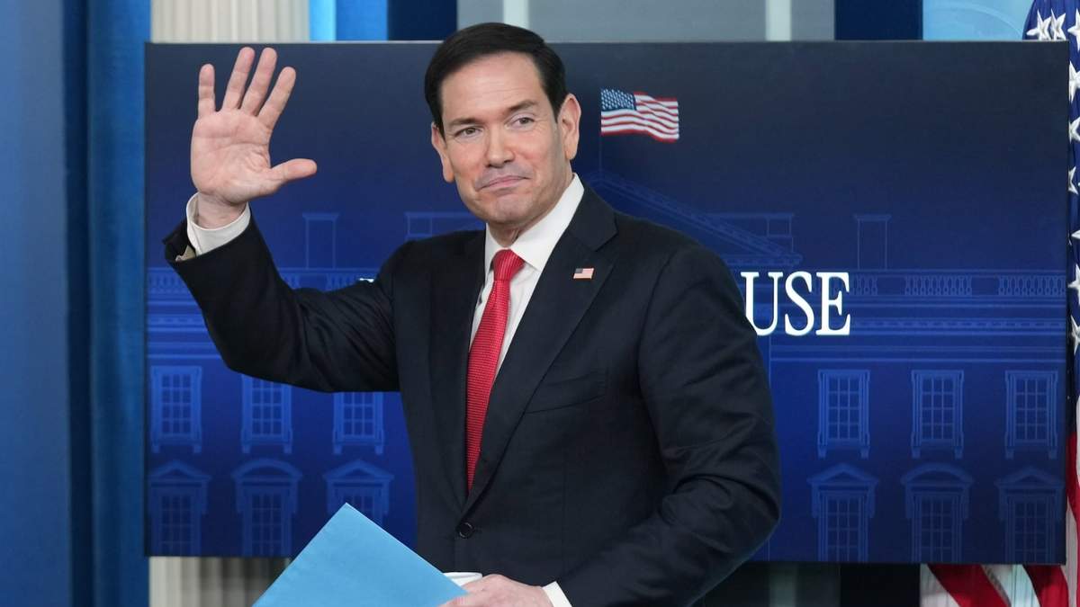 Marco Rubio en la conferencia de prensa en la Casa Blanca