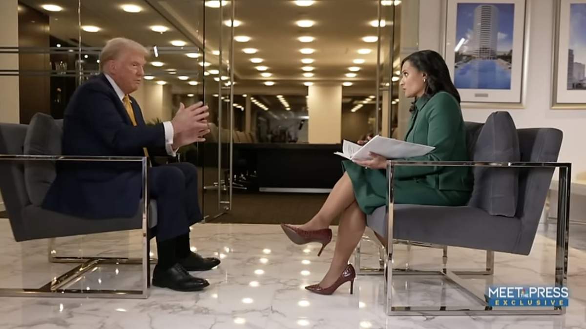 Trump en la entrevista con Kristen Welker