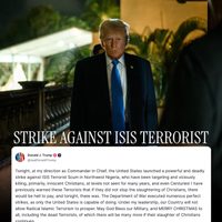 Trump afirma que EU atacó objetivos del Estado Islámico en Nigeria tras ataques a cristianos