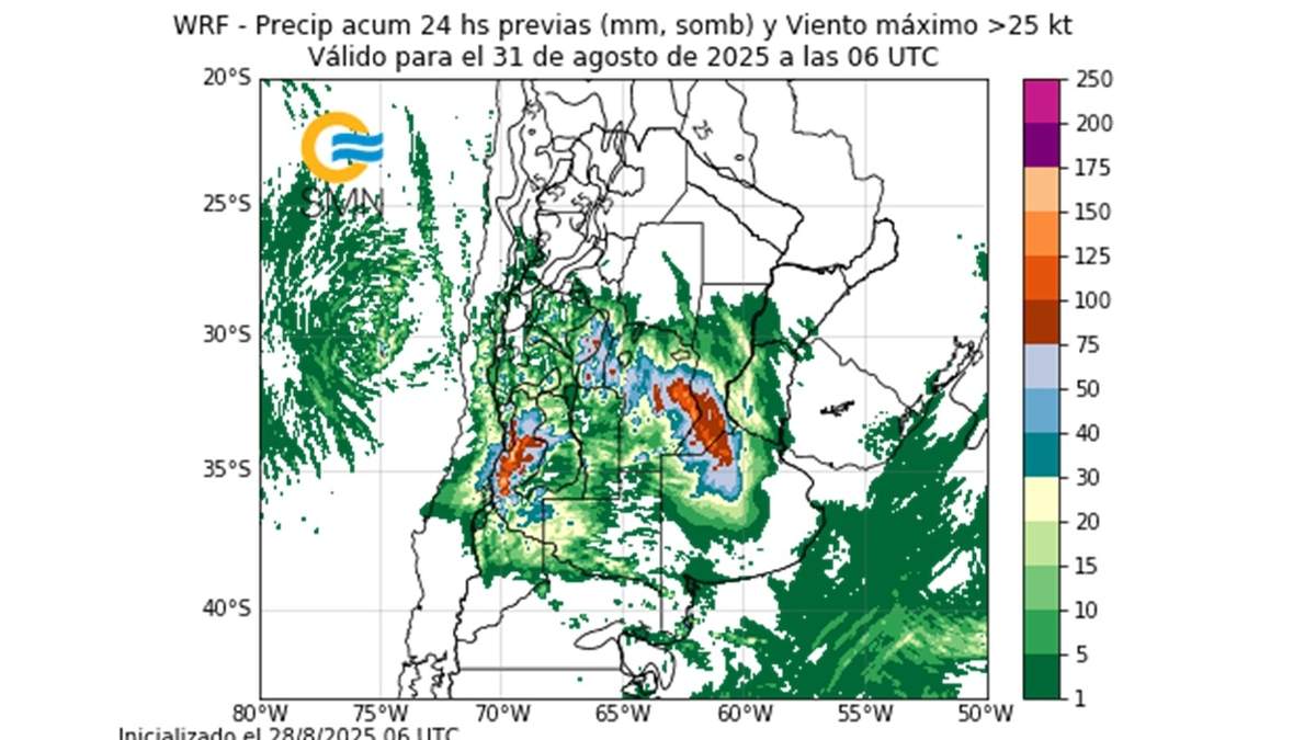 Viernes y sábado lloverá fuerte en Mendoza