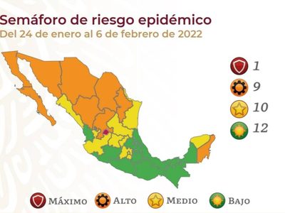 Así quedó el semáforo del 24 de enero al 6 de febrero: CDMX pasa a amarillo y Aguascalientes a rojo