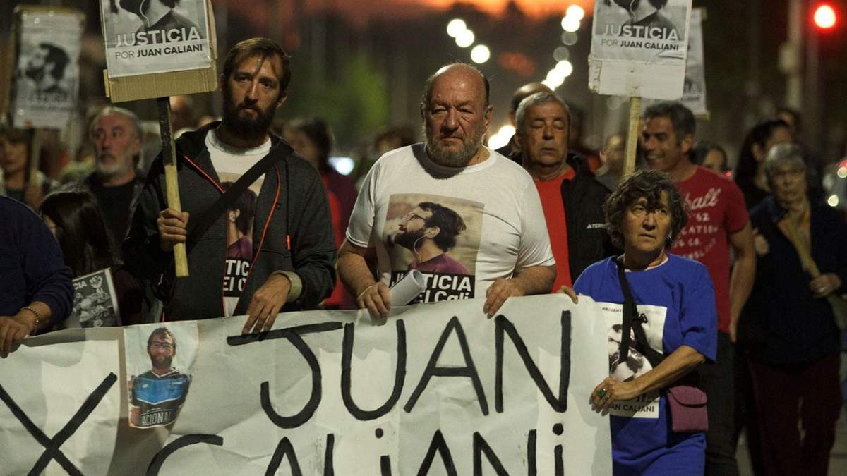 La familia Caliani al frente de la marcha. Fuente: (Emiliano Ortiz)