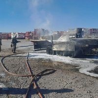 Incendio en el predio de Halliburton tras la explosión de una cisterna