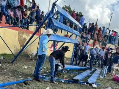 Se desploman gradas en jaripeo de Alaquines, San Luis Potosí; hay unos 20 heridos