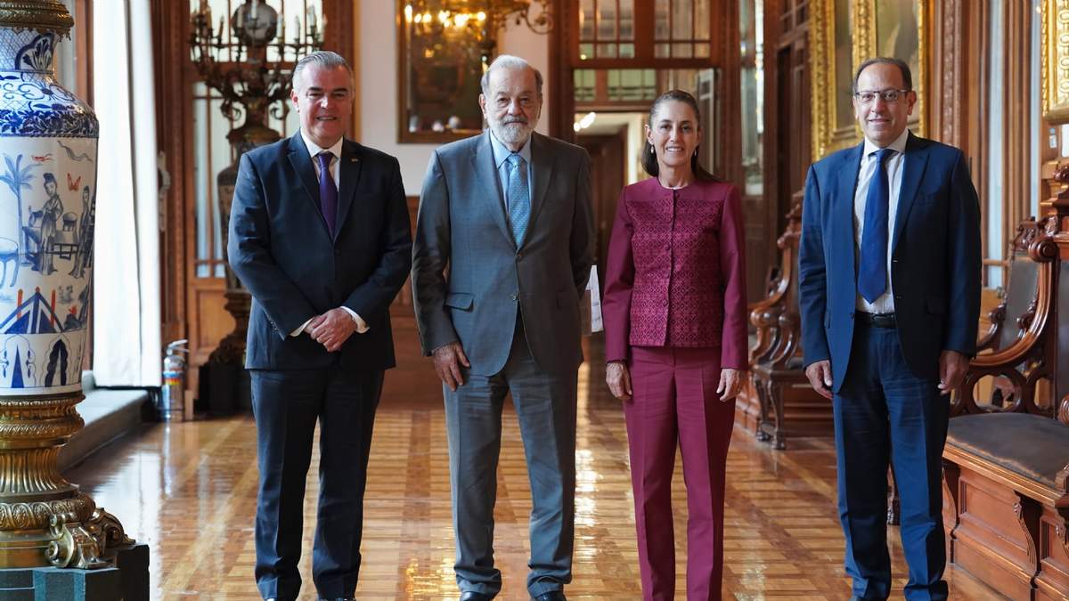 Francisco Cervantes, Carlos Slim y la presidenta Claudia Sheinbaum
