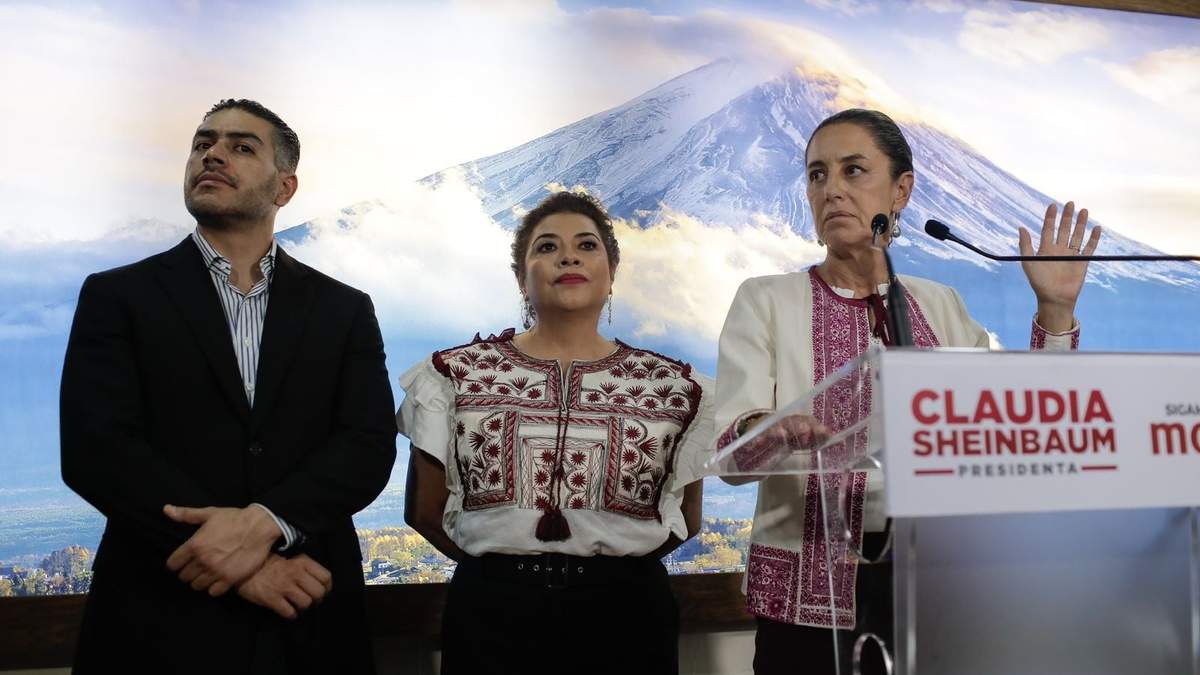 Claudia Sheinbaum, acompañada por Omar García Harfuch y Clara Brugada