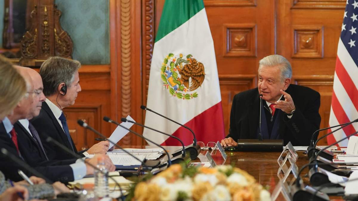 AMLO y  el secretario de Estado estadounidense, Antony Blinken
