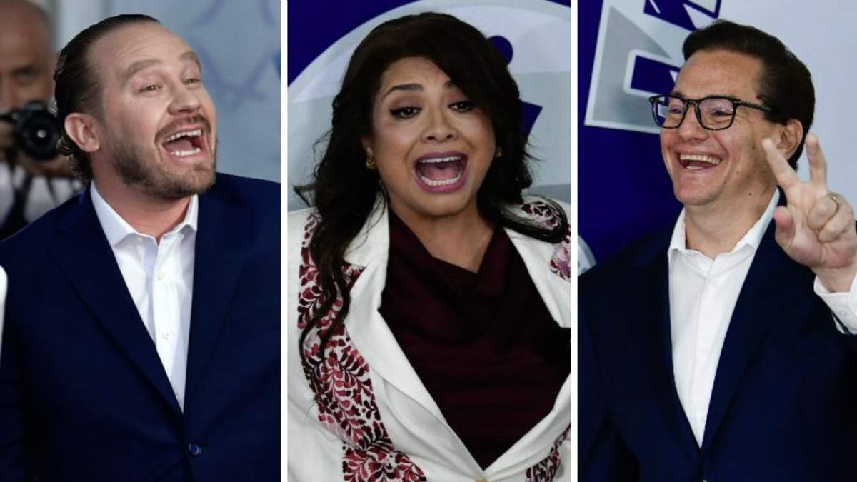 Santiago Taboada, Clara Brugada y Salomón Chertorivski, a su llegada al debate