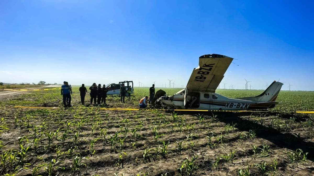 La avioneta se estrelló en una parcela