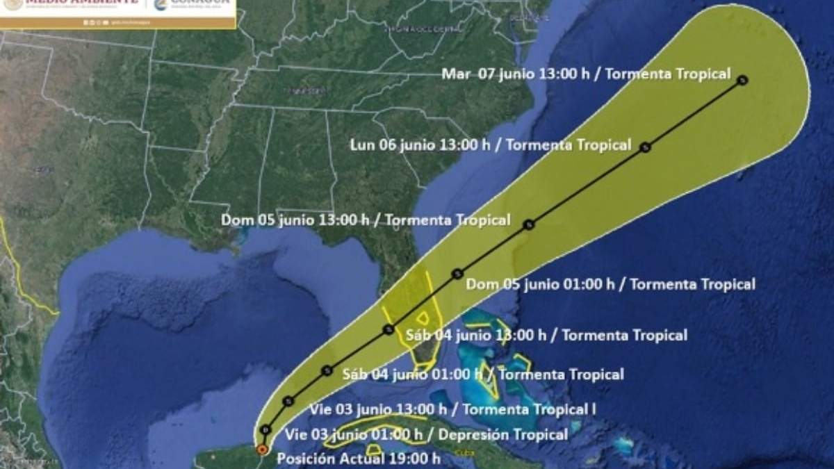 La trayectoria prevista del Potencial Ciclón Tropical Uno