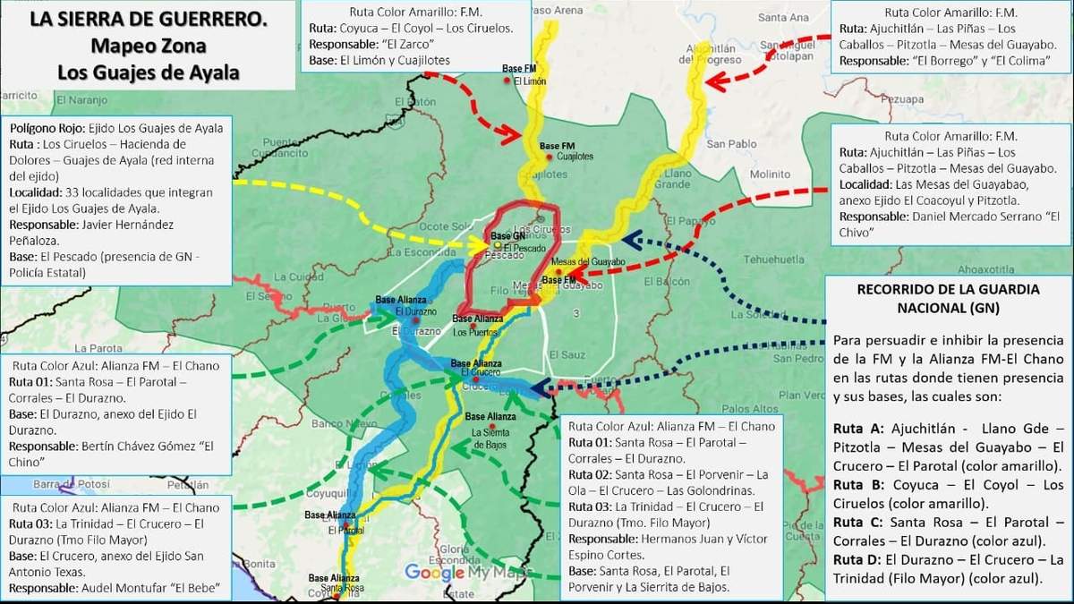 Mapa delincuencial en la sierra de Guerrero
