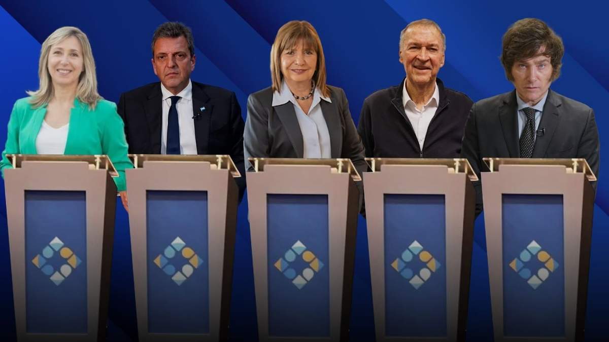 Los cinco candidatos que participarán del debate presidencial de este domingo. Fuente: (Twitter)
