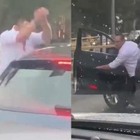Conductor golpea y amedrenta a otro automovilista sobre Río Churubusco (Video)