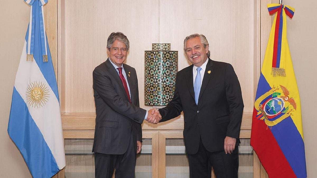Presidente de Ecuador, Guillermo Lasso. Presidente de la Nación, Alberto Fernández. Fuente: (Twitter)