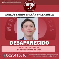 Marchan en Durango para exigir a autoridades aparición con vida de Carlos Emilio Galván Valenzuela