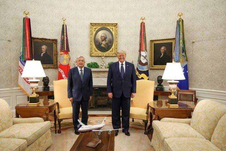 López Obrador en su visita a EU, junto a Trump