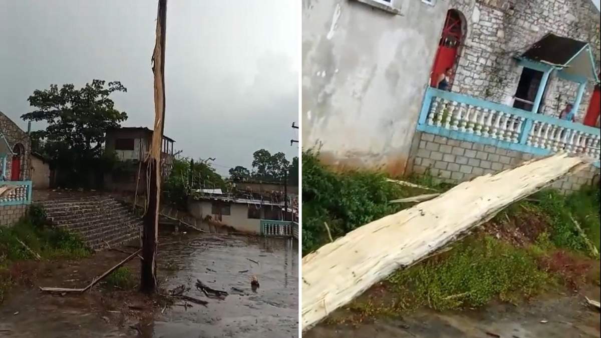 Rayo impacta y destruye poste de los Voladores de Papantla en Puebla