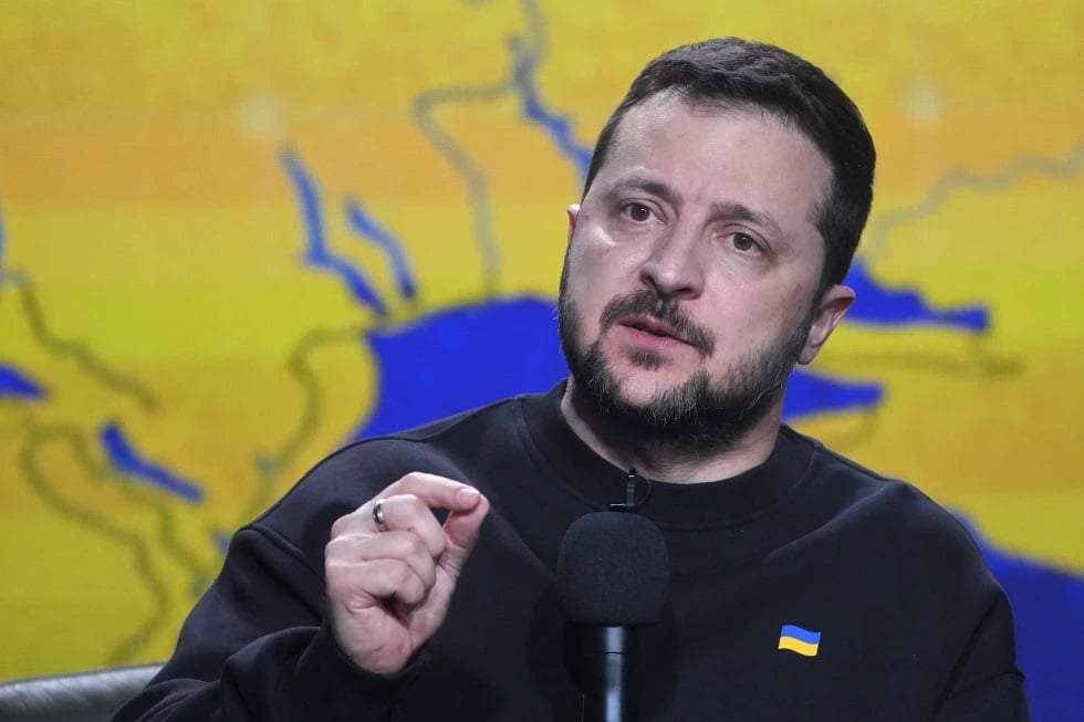 El presidente ucraniano Volodimir Zelenski da su conferencia de prensa de fin de año en Kiev, Ucrania, el 19 de diciembre de 2023