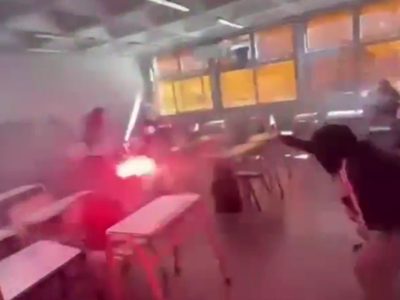 Hicieron una "guerra de bengalas" en el aula y en las redes los compararon con Hogwarts