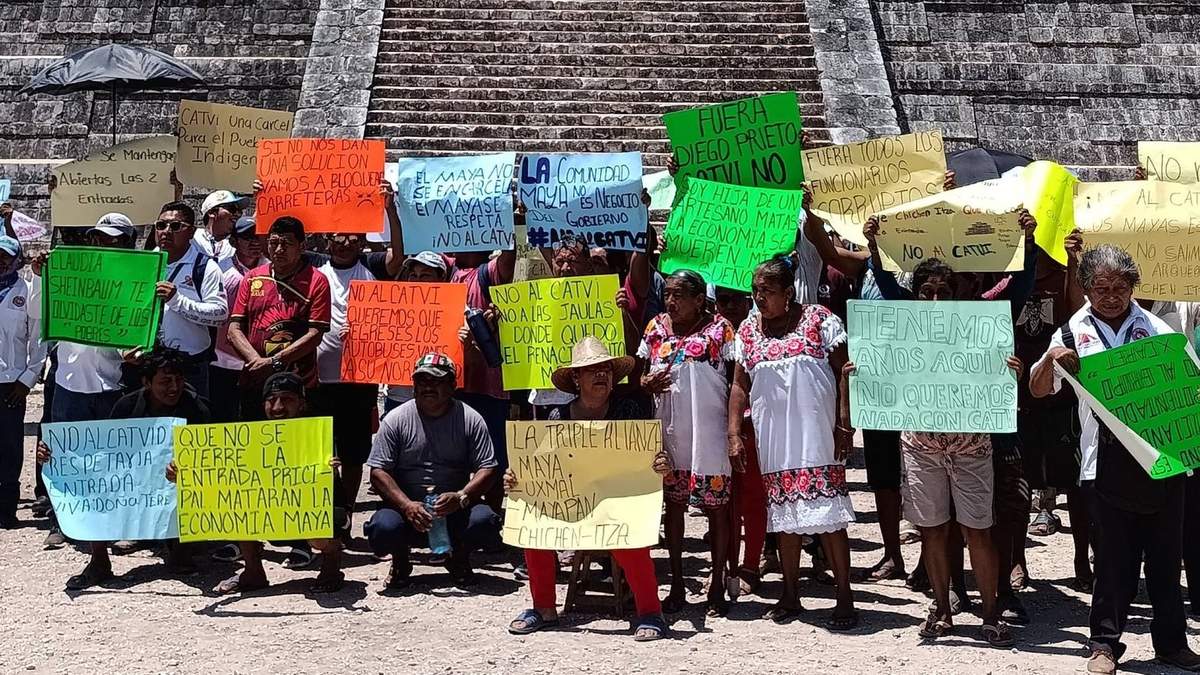Protesta en la zona de Chichén Itzá