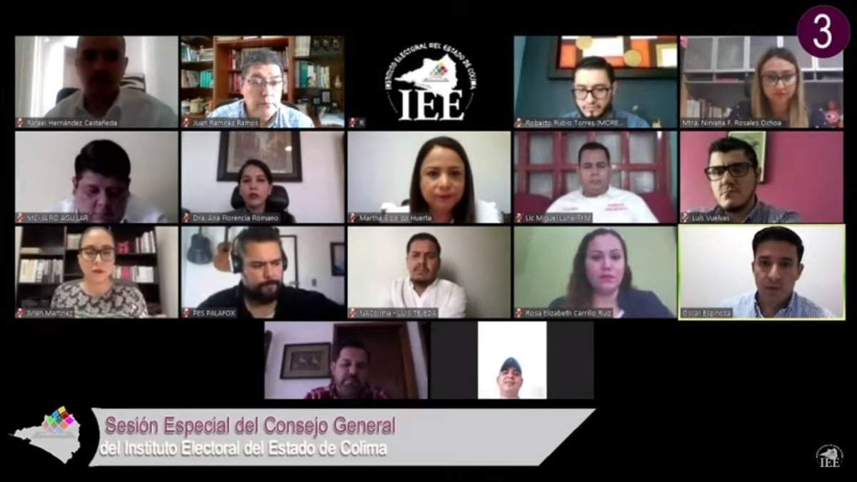 Sesión virtual del Consejo General del Instituto Electoral del Estado (IEE) de Colima