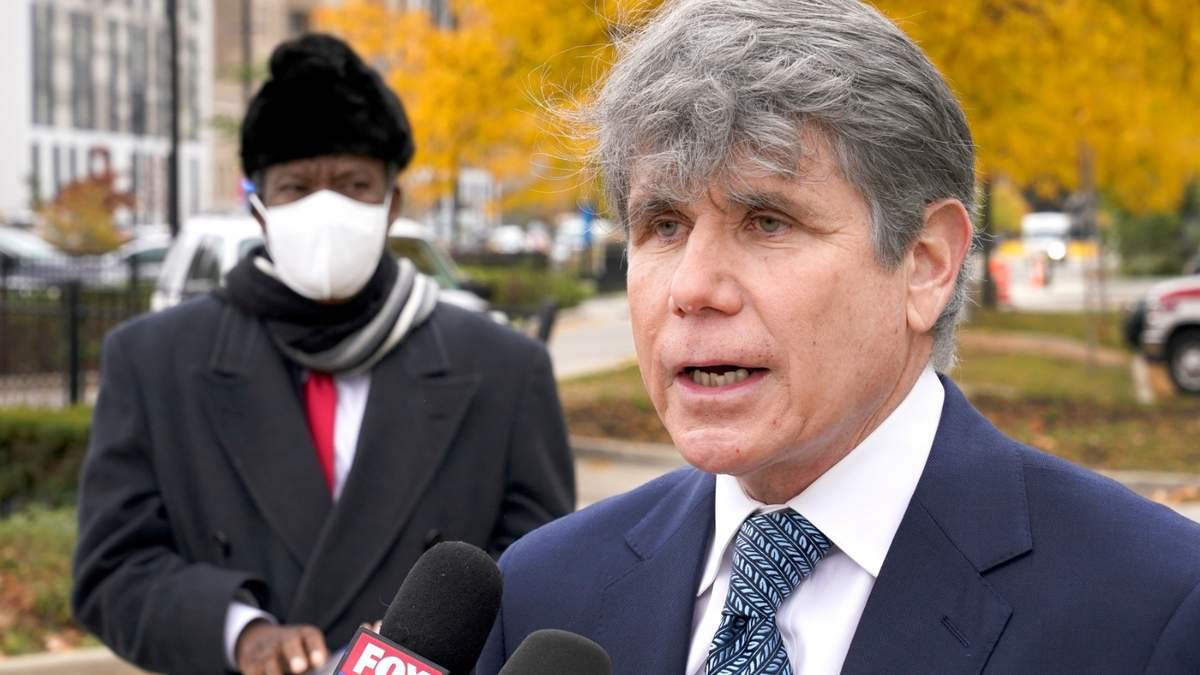 El exgobernador de Illinois Rod Blagojevich el 21 de octubre del 2020 en conferencia de prensa en Chicago