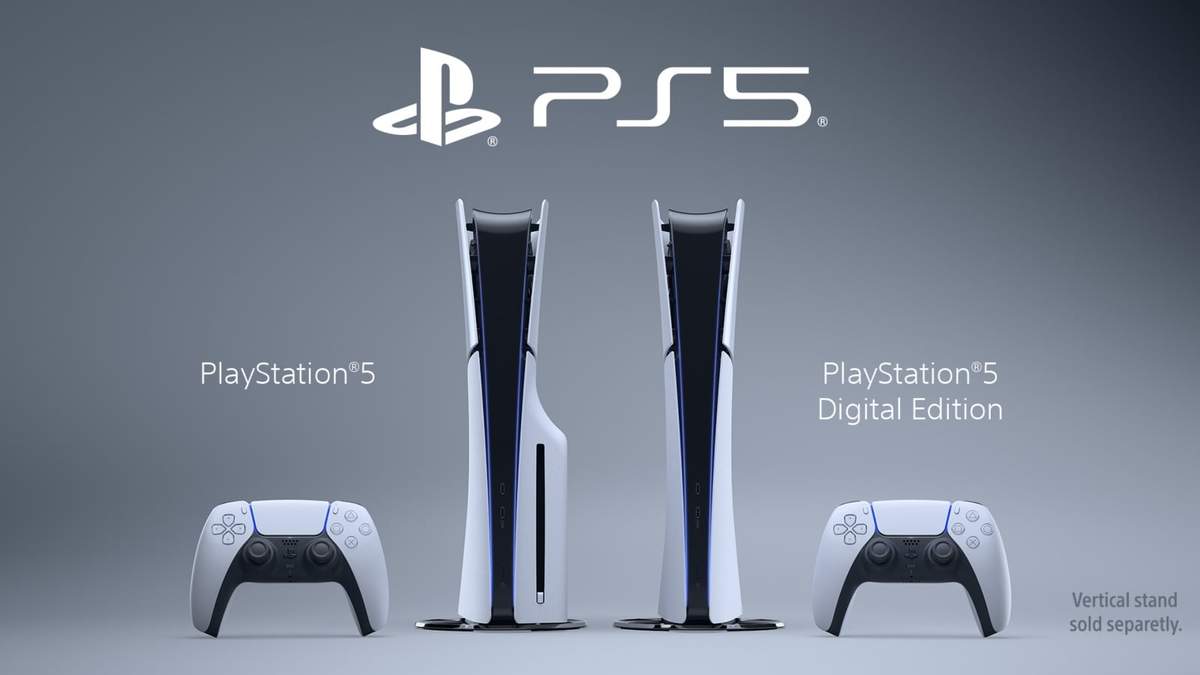 La nueva versión de PlayStation 5. A la izquierda, con la unidad de disco