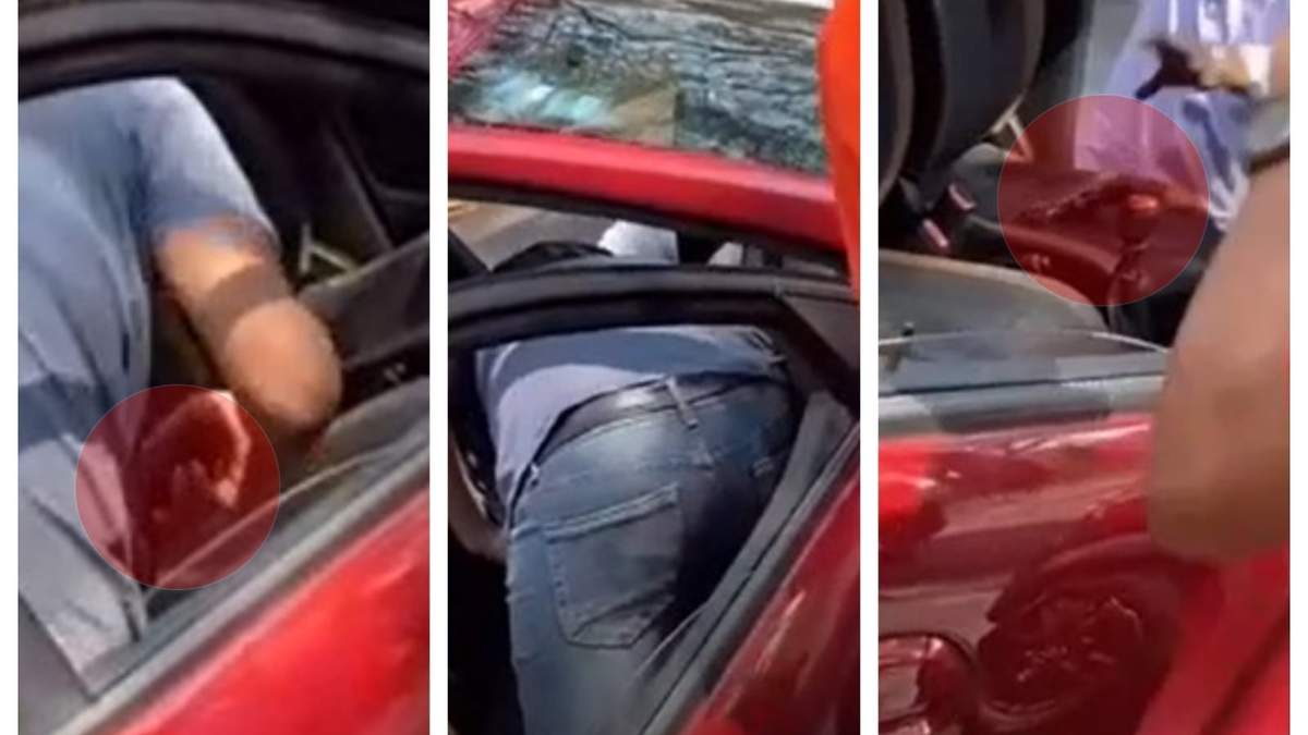 El momento en el que uno de los agentes siembra el arma debajo del asiento del conductor